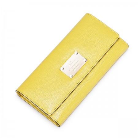 Porte feuille en cuir jaune