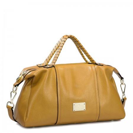 Cabas en cuir couleur jaune