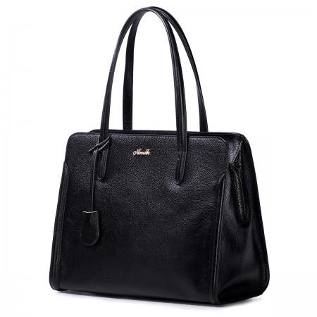Sac cabas en cuir NAOMI noir