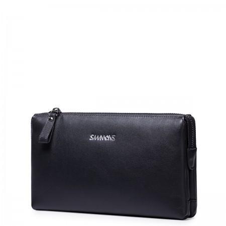 Pochette clutch en cuir noir