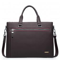 Sac ordinateur en cuir coloris marron