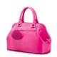 Sac à main rose en cuir avec pompom