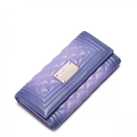 NUCELLE Gradient color sheep skin leather Long Clutch Purple