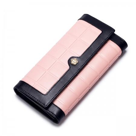 Chocolate style Genuine leather long wallet Pink
