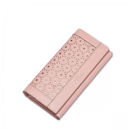 Delicate genuine leather women purse Pink