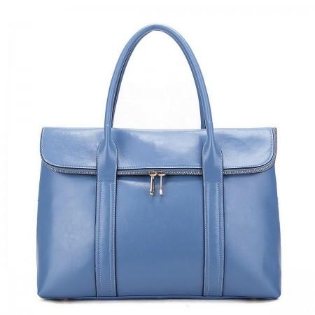 Elegant soft leather handbag blue