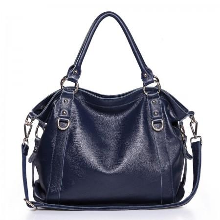 Genuine leather tote bag blue