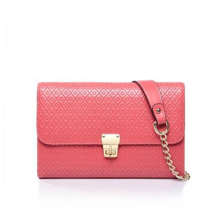 Leather evening bag red