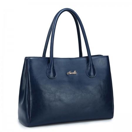 Classic genuine leather handbag blue