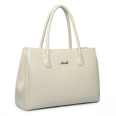 Women's genuine leather handbag light beige