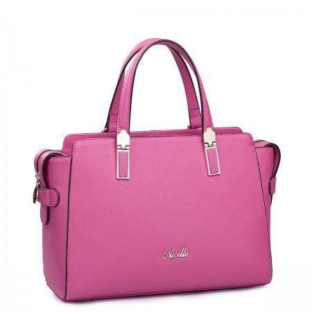 Romantic Contrast color real leather handbag Green
