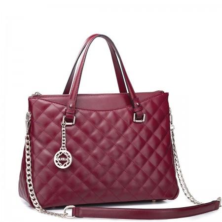 Genuine leather handbag pink