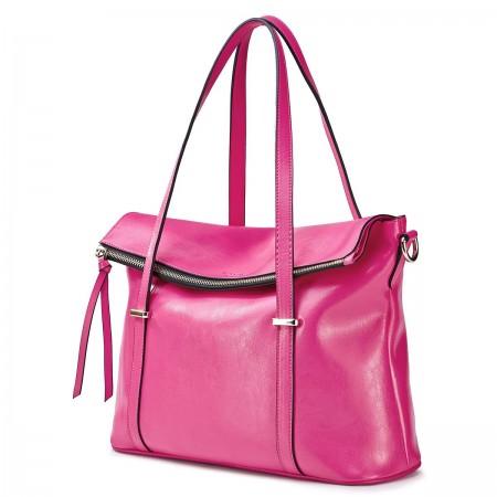 Cowhide leather handbag purple