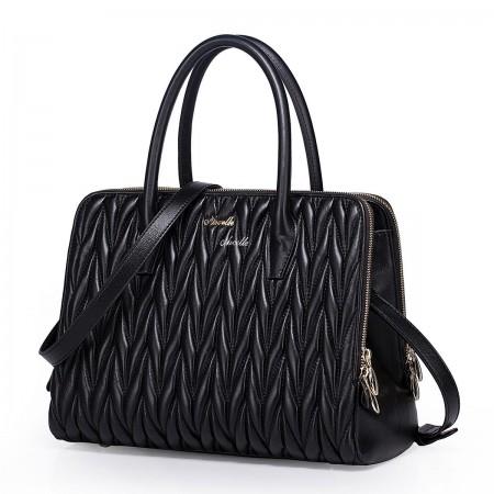 Women real leather bag black