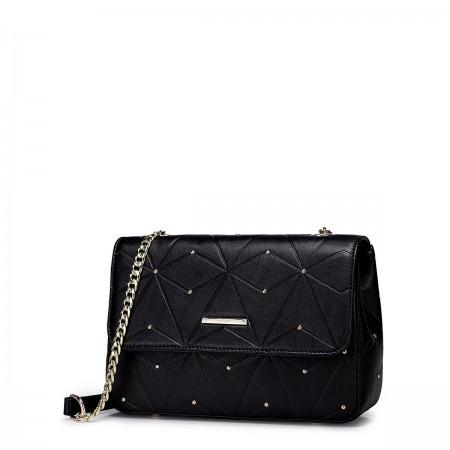 Genuine leather shoulder bag blue