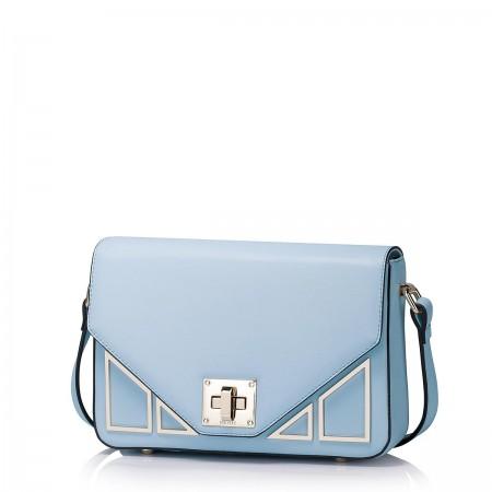 Genuine leather women messenger bag blue