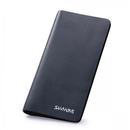 SAMMONS Men's business wallet genuine leather blue