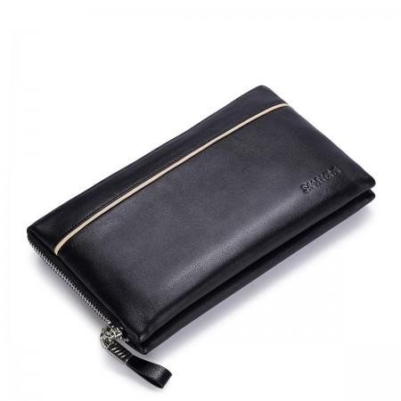 SAMMONS cowhide leather clutch Black