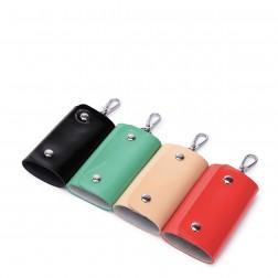 Leather candy color key bag Red