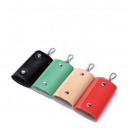 Leather candy color key bag Green