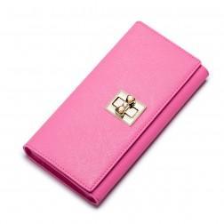 Colorful sweet women leather wallet Pink
