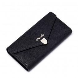 NUCELLE Women Genuine leather wallet long style Black
