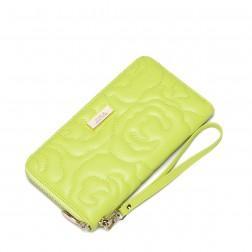Lady Classical camellia leather long wallet Yellow
