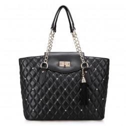 Women's diamond texture handbag black