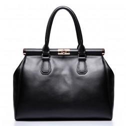 Real leather handbag black