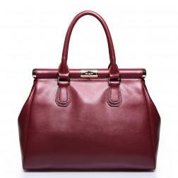 Genuine leather handbag red