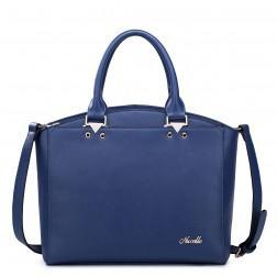 Women's leather tote bag blue