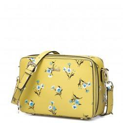 Flower high-grade natural leather messenger bag blue
