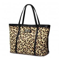 Leopard cowhide leather messenger bag Coffee