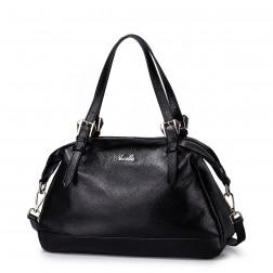 Fashion NUCELLE big size genuine leather women bag black