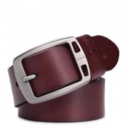 Genuine leather pin buckle men belt black