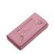 Handsome locomotive series candy cowhide leather three-folded wallet Pink